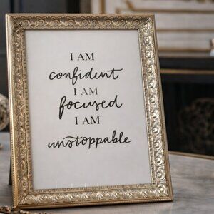 NWOT Antique Style Gold Tone Ornate Wall Art Positive Quote 12 x 16